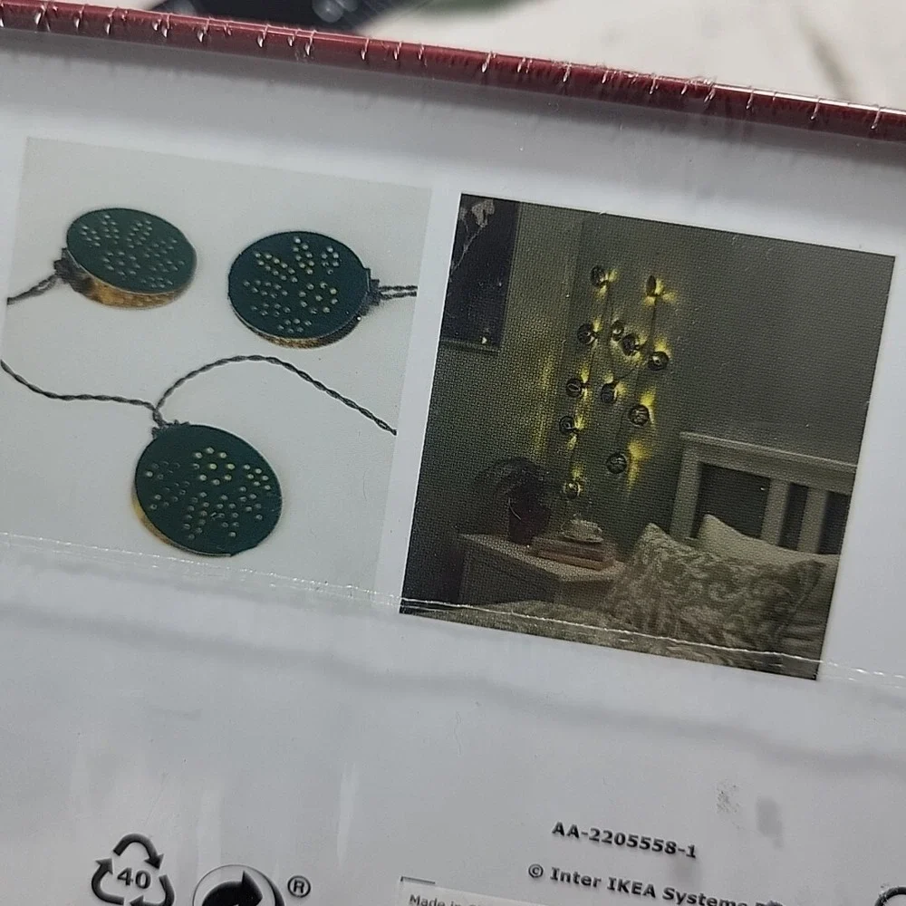 New IKEA STRALA LED String Lights Round Green Boho Battery Operated